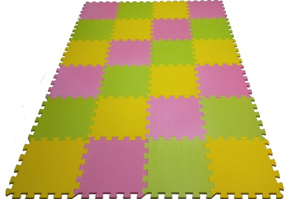 коврик пазл конструктор, салатовый, розовый, жёлтый